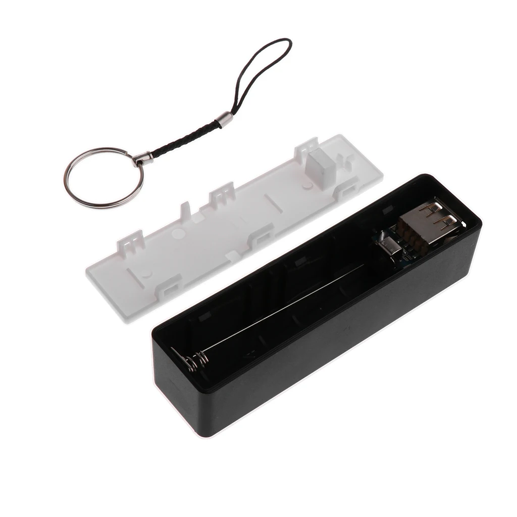 2 Pieces Power Bank Case USB 18650 Battery Charger With Key Chain For Phone MP3  White and Black