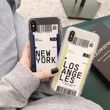Ins US City Label штрих-код чехол для телефона для iPhone 11 Pro Xs MAX XR X 6 s 7 8 plus простая буква Нью-Йорк прозрачный мягкий кремний чехол