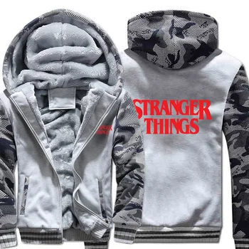 

Stranger Things Simple Printed Hoodies 2019 New Sweatshirts Camouflage Raglan Mens Coat Thick Streetwear Winter Warm Clothing