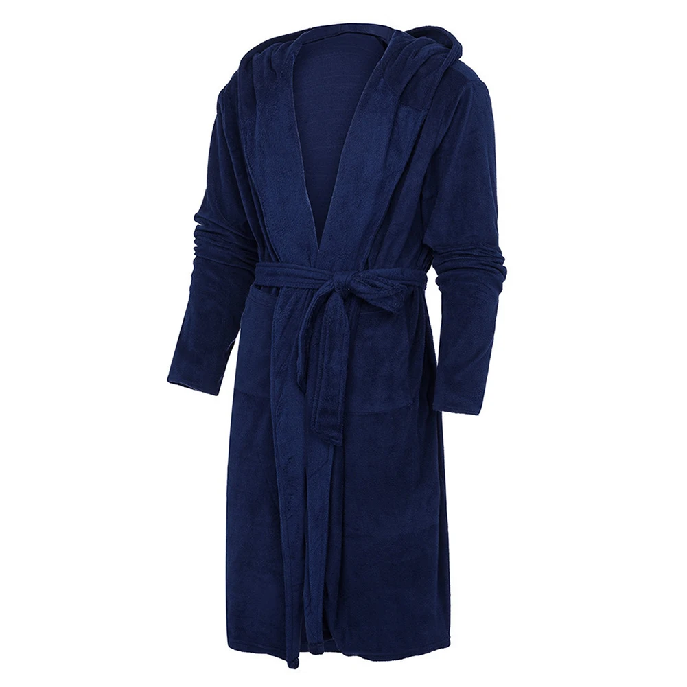Фланелевый Халат с капюшоном, большие размеры, Женский однотонный теплый банный халат, халат для сна, кимоно, халаты, одежда для сна, комплект для отдыха