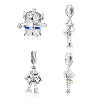 

Cartoon Toy Story Alien Robot Cowboy Silver Beads for Charms Bracelets Fashion Silver 925 Jewelry Floating Charm Beads DIY Gifts