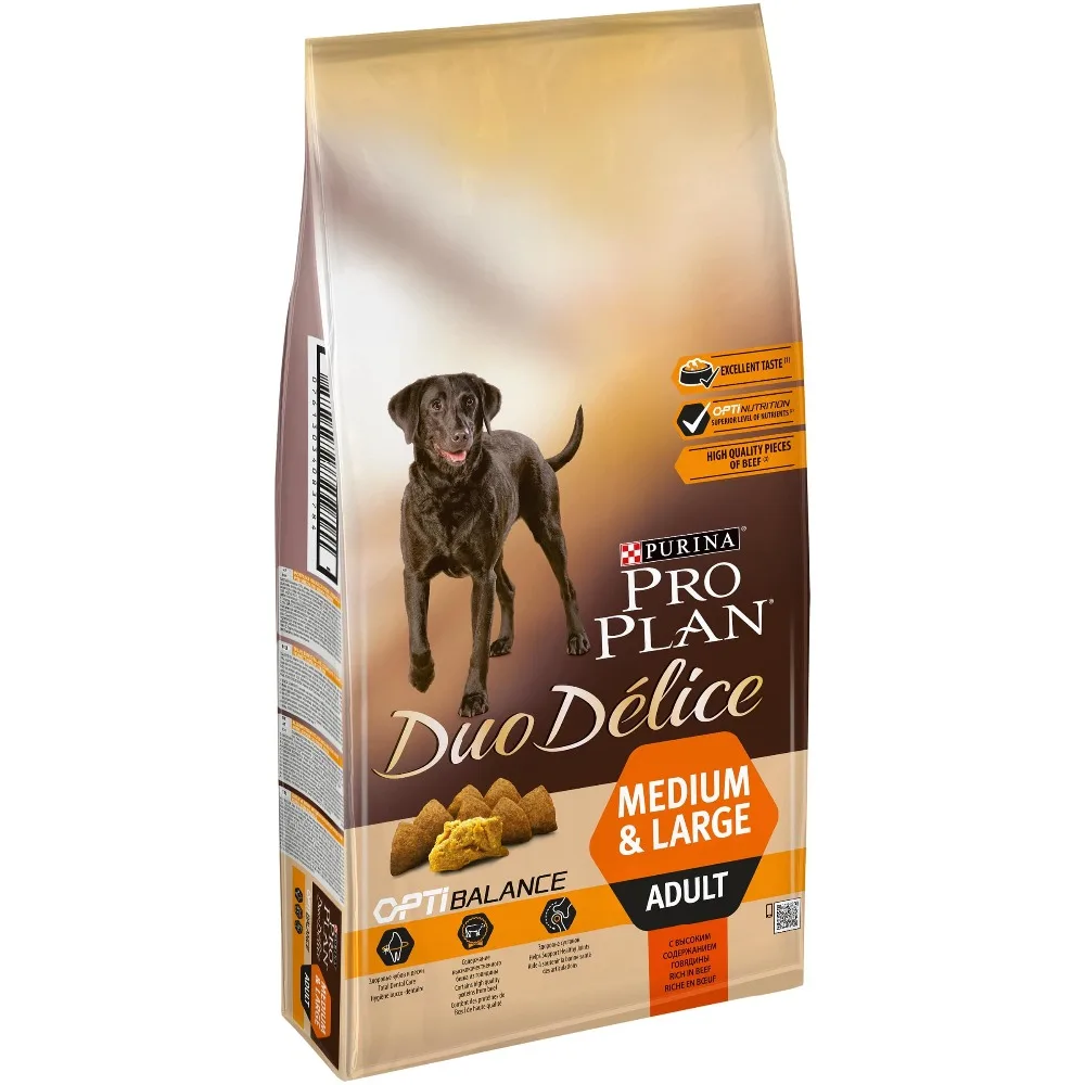 Корм для собак Purina Pro Plan DUO DÉLICE взрослых с говядиной и рисом пакет 10 кг|Сухой корм