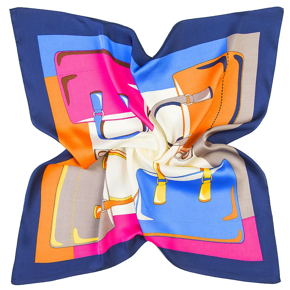 2021 summer square 33 color silk scarf fashion print ladies luxury hair band turban handkerchief head female beach shawl ML15