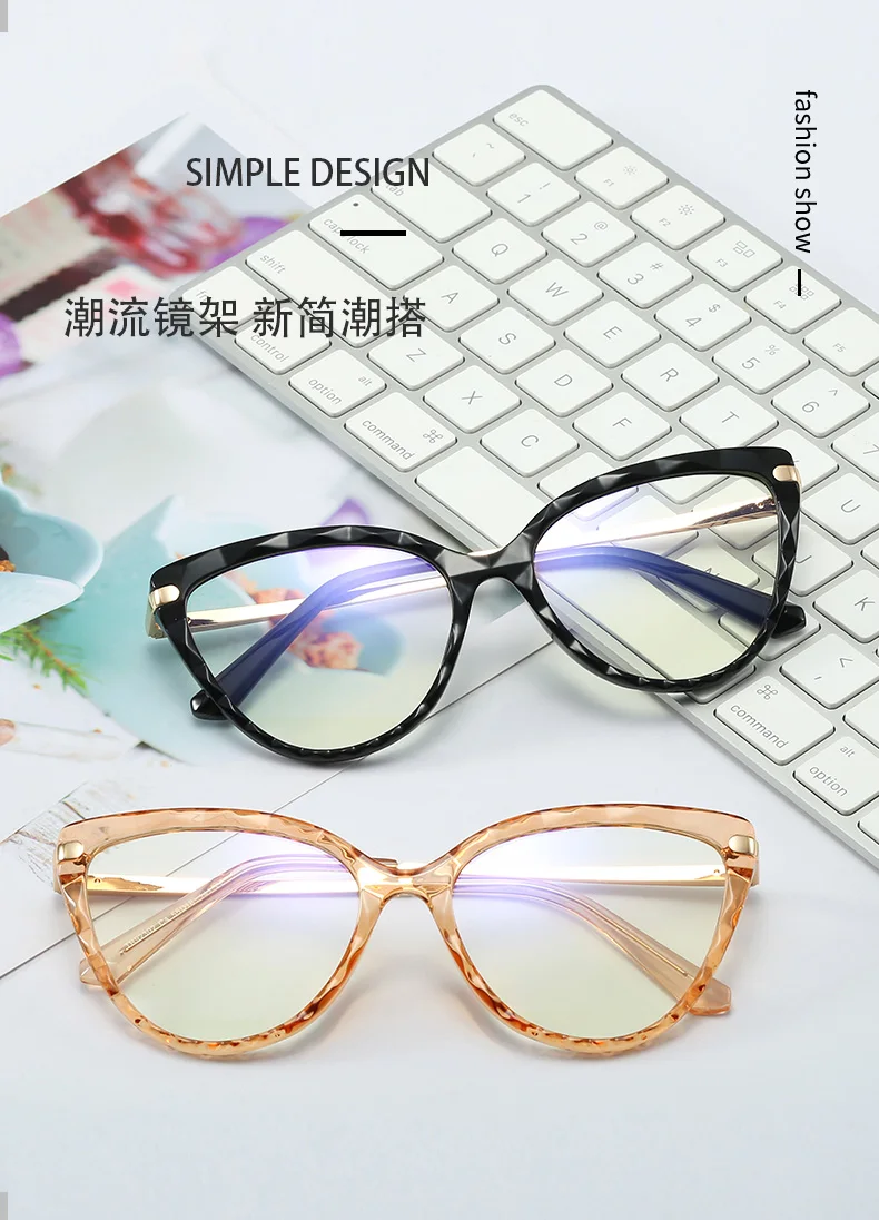 reading glasses with blue light filter TR90 Blue Blocking Frame For Women European and American Retro Cut-Edge Anti-Blue Glasses can Be Equipped with myopia reading glasses with blue light filter