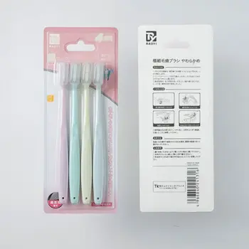 

4Pcs/Set Japanese Minimalist Adult Ultra Soft Bristle Head Toothbrush Oral Hygiene Care Plain Solid Color Family With Head Cover