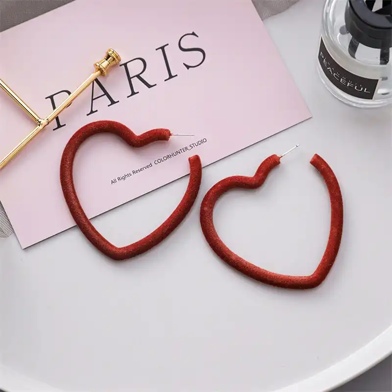 925 Серебряная игла осень и зима новые милые геометрические флокированные любовь преувеличенные большие серьги простые плюшевые овальные женские серьги