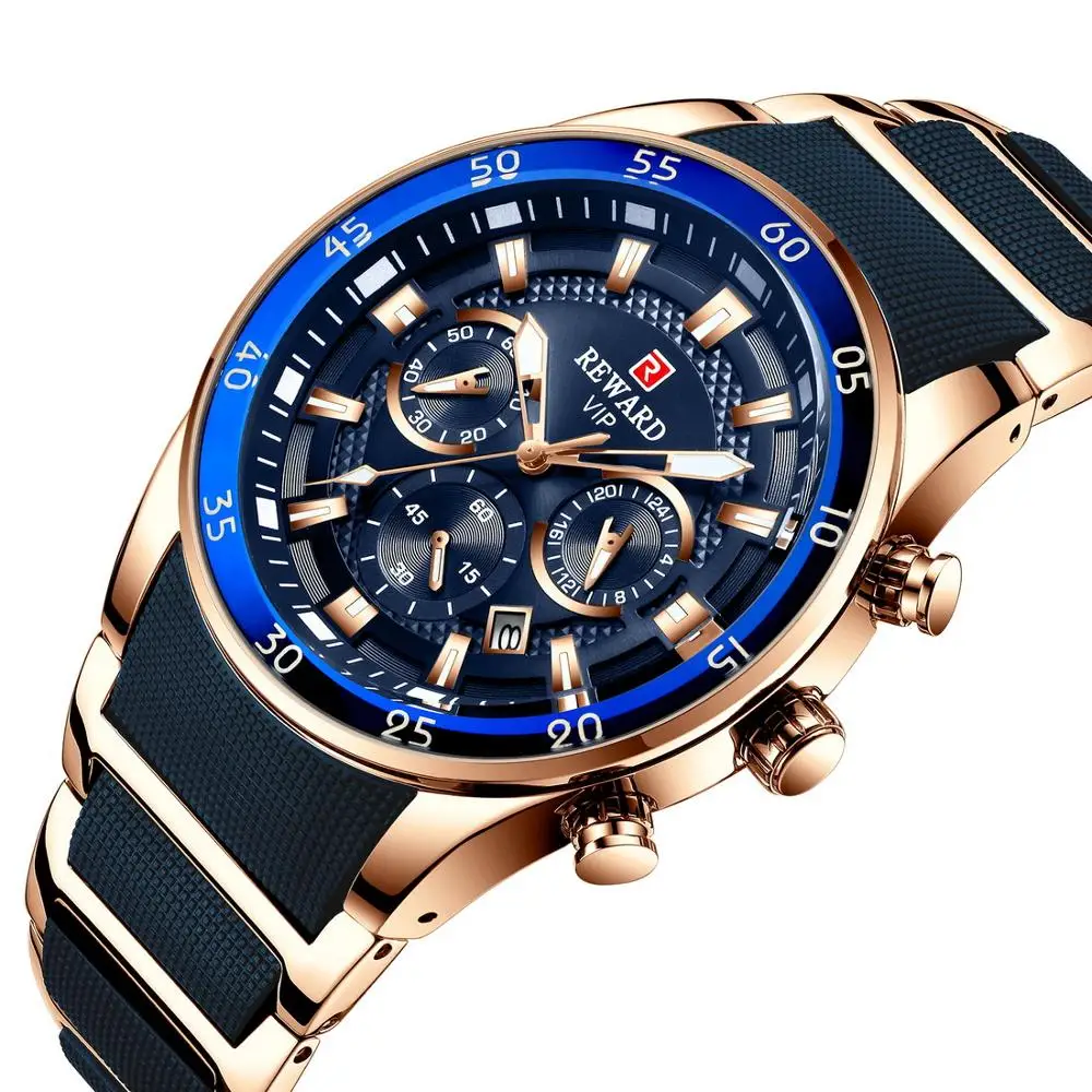 Мужские часы класса люкс, силиконовый ремешок, кварцевые наручные часы, мужские часы, синие, модные, водонепроницаемые, военные, спортивные часы, мужские - Цвет: blue rose