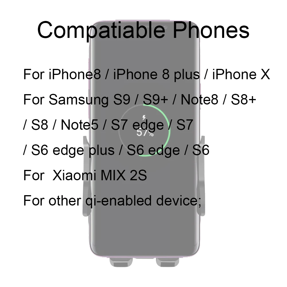 10 Вт Быстрое Qi Беспроводное Автомобильное зарядное устройство для iPhone 11 Pro XSMax XR samsung S10 интеллектуальное инфракрасное автоматическое зажимное Беспроводное зарядное устройство
