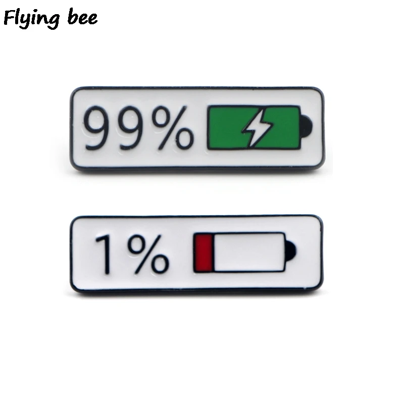 Flyingbee брошь и булавка батарея процент булавки эмалированные булавки Нагрудный значок броши на булавке значок для друзей женщин мужчин X0420