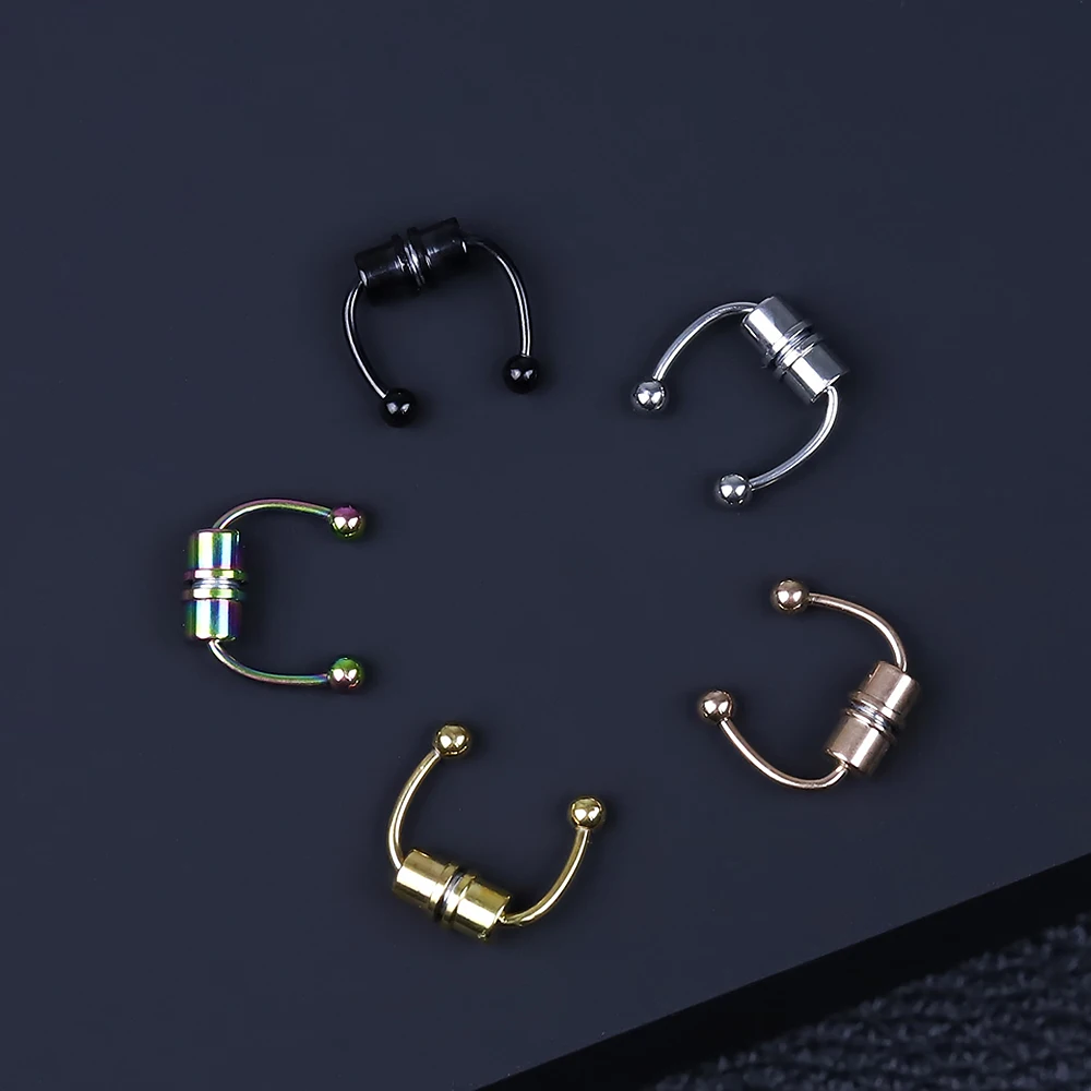 Fake Nose Ring Hoop Nose Septum Rings Stainless Steel Magnet Nose Punk Fake Piercing Body Jewelry Hip Hop Rock Ear clip Jewelry