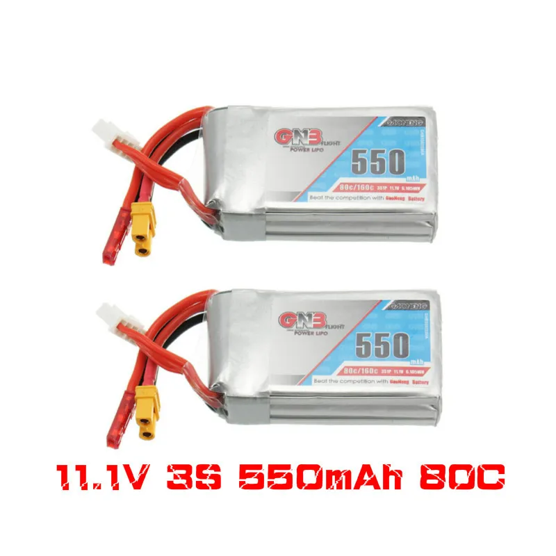 2PCS Gaoneng GNB 11.1V 550mAh 80/160C 3S Lipo Battery JST/XT30 Plug For Micro Brushless FPV Racing Drone Quadcopter | Игрушки и хобби