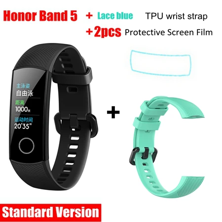 huawei Honor Band 5 стандартная версия умный Браслет Монитор кислорода в крови оксиметр здоровье браслет для мужчин и женщин - Цвет: add lack blue strap