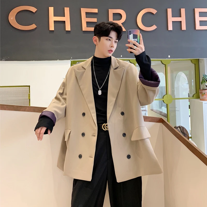 2019 Autumn costume Solid Color Black Both Row Buckle Search Cuff Male Suit Loose Coat Three-colour Thick Chinese Style Khaki 2019 Autumn costume Solid Color Black Both Row Buckle Search Cuff Male Suit Loose Coat Three-colour Thick Chinese Style Khaki