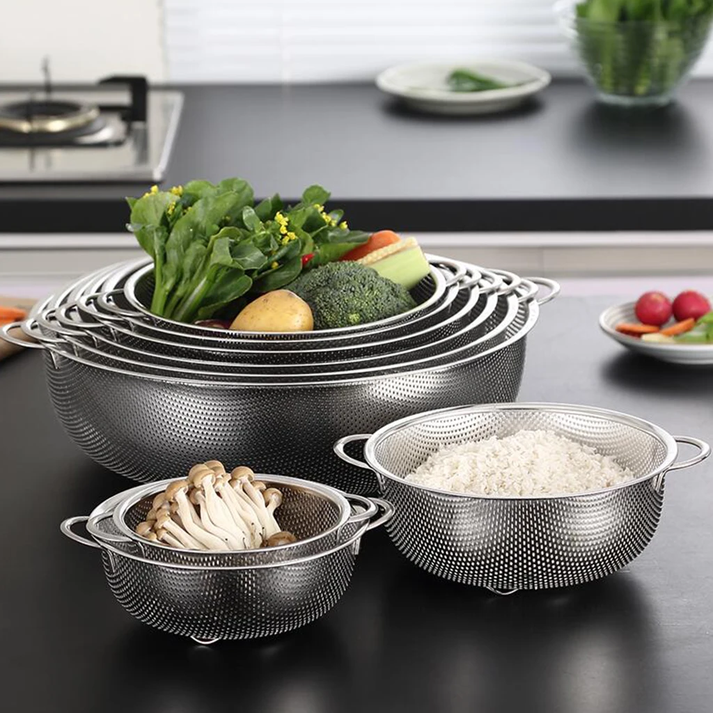 Stainless Steel Fine Mesh Strainer Colander Rice Vegetable Sieve Kitchen Supplies