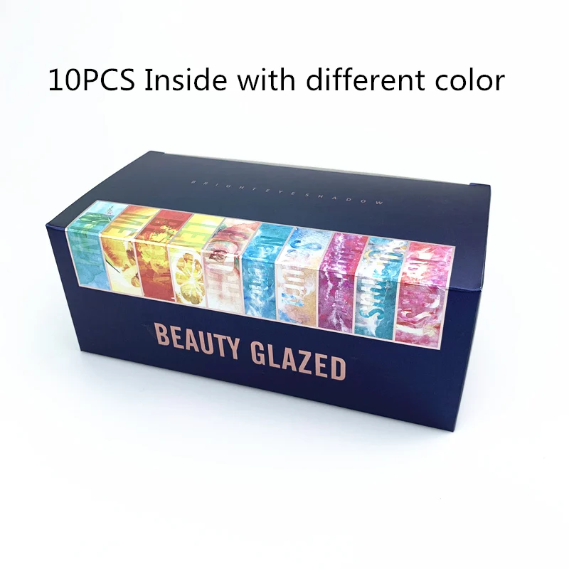 Красивые глазурованные тени для век, палитра 9 цветов, водостойкий консилер для макияжа, стойкие тени для век - Цвет: 10COLOR WITH BOX