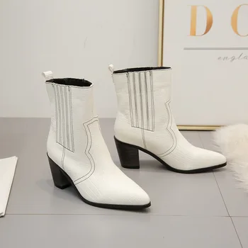

2020 Autumn New Shoes Women Fashion Brand White Shoes Women Chelsea Boots Female botas mujer Ladies footware Female Ankle Boots