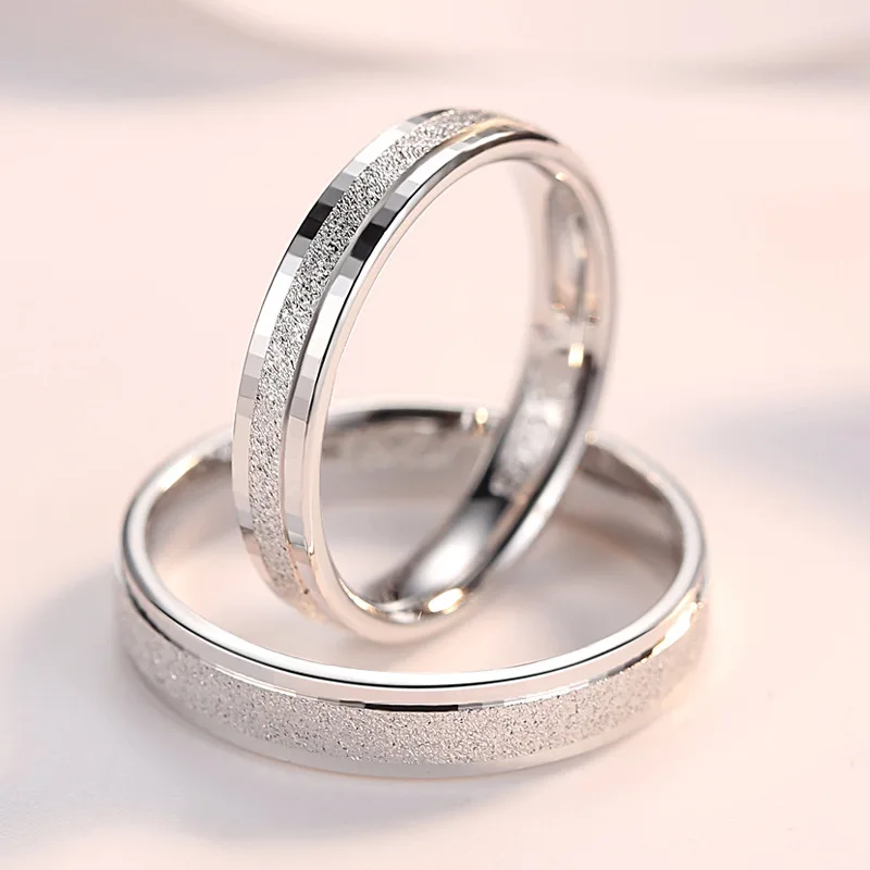 925 Silver Sterling Couple Ring Men Women Frosted Band Flakes Anniversary Jewelry Lover Wedding silver rings silver ring wedding rings