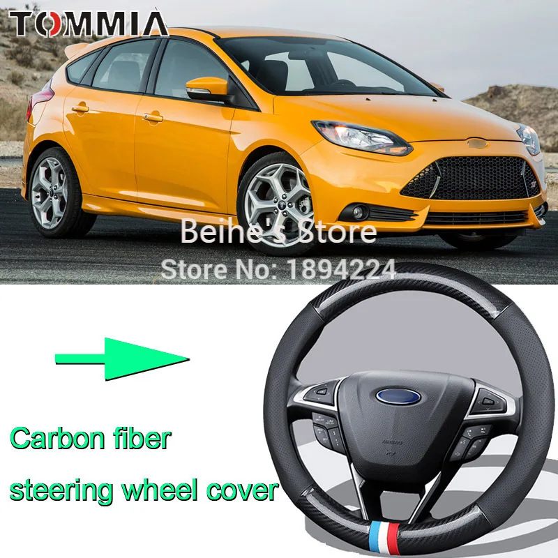 Чехол на руль автомобиля из углеродного волокна 38 см размер M нескользящий