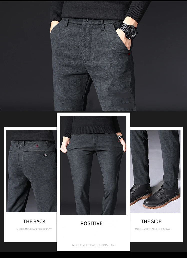 HCXY, осенние и зимние новые мужские штаны, уплотненные, большие размеры, бизнес длинные штаны, повседневные штаны для мужчин