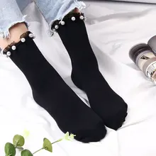 1 пара, новые женские хлопковые милые бархатные жемчужные носки, повседневные женские короткие носки для девочек, Sox Hosiery, новые брендовые черные, белые, серые