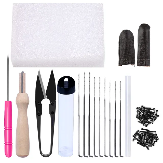 MIUSIE 16/25 Color Needle Felting Kit Wool Felting Tools Handmade Felt Needle Set 7pcs Pack Felting Fabric Materials Accessories Felting Tool