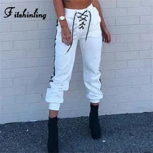 Fitshinling Lace Up White Pants Women Clothing 2020 Side Stripe Slim Jogger Casual Athleisure High Waist Trousers Female Sale Fitshinling Lace Up White Pants Women Clothing 2020 Side Stripe Slim Jogger Casual Athleisure High Waist Trousers Female Sale