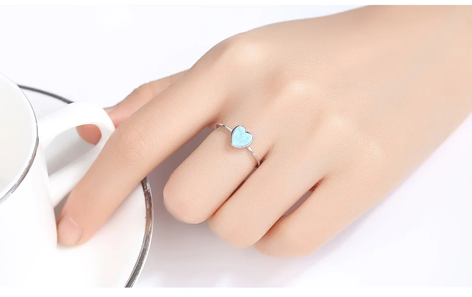 Gem&Time Cute Multicolor Heart Fire Opal Ring Sterling 925 Silver Ring For Women Wedding Band Charm Bague Femme Fine Jewelry  (3)