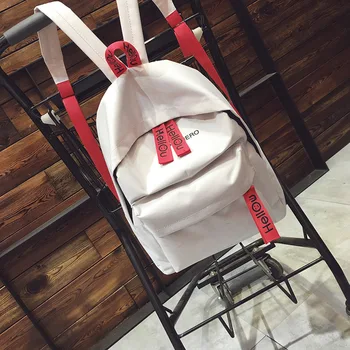 

2019 New shoulder bag men and women simple backpack Korean version trend student bag letter print canvas bag outdoor travel bag