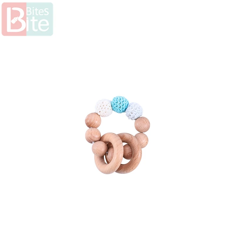 Blue Bracelet 1 Набор, детское деревянное зубное кольцо для ребенка, браслеты из бука, грызунов, подвеска в виде животного, хлопковые нагрудники, игрушки, деревянные пустые детские товары, погремушка - Цвет: Blue Bracelet