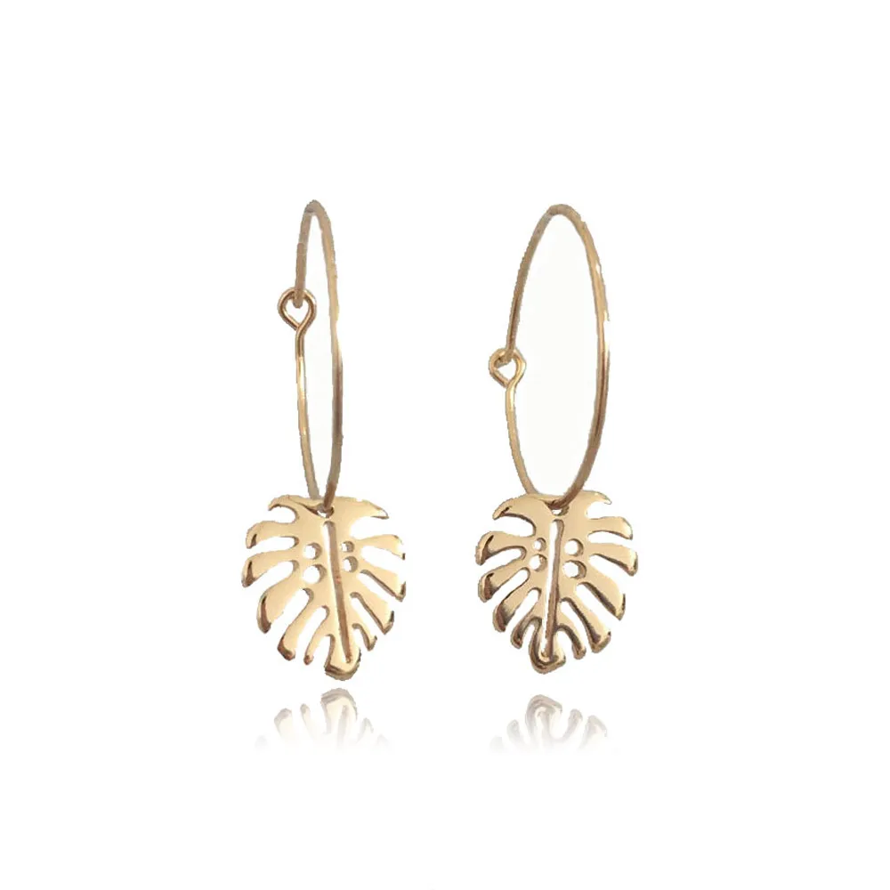 

Vintage Leaf Earrings for women gold color Geometric statement earring 2019 metal earring Hanging fashion jewelry trend