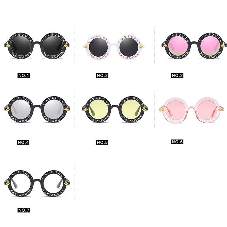 SKYWAY Fashion Alphabet Bee Sunglasses Vintage Round Women Men Unisex UV400 PC Sun Glasses