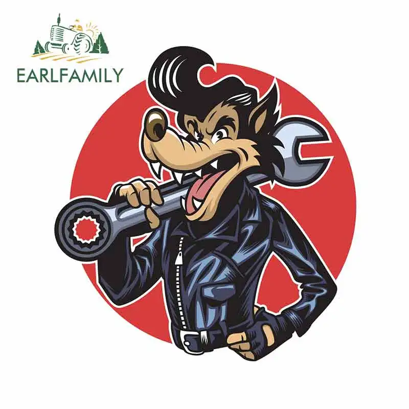 EARLFAMILY 13 см x 12 5 Для волка в кожаной куртке забавная фотография автомобильные