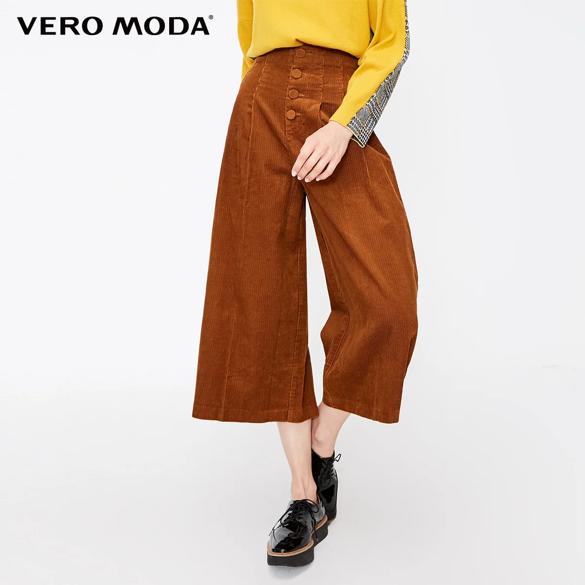 Vero Moda Новое поступление Женские Широкие повседневные Капри с высокой талией | 31846J507 - Цвет: Burnt caramel