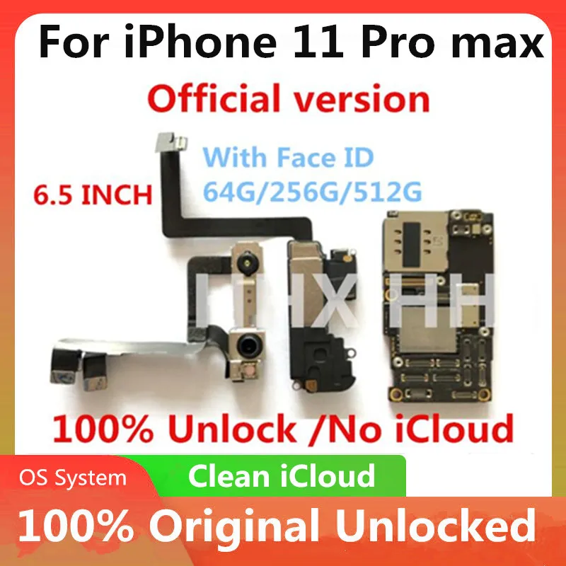 100% разблокированная материнская плата для iphone 11 pro MAX с идентификатором лица без