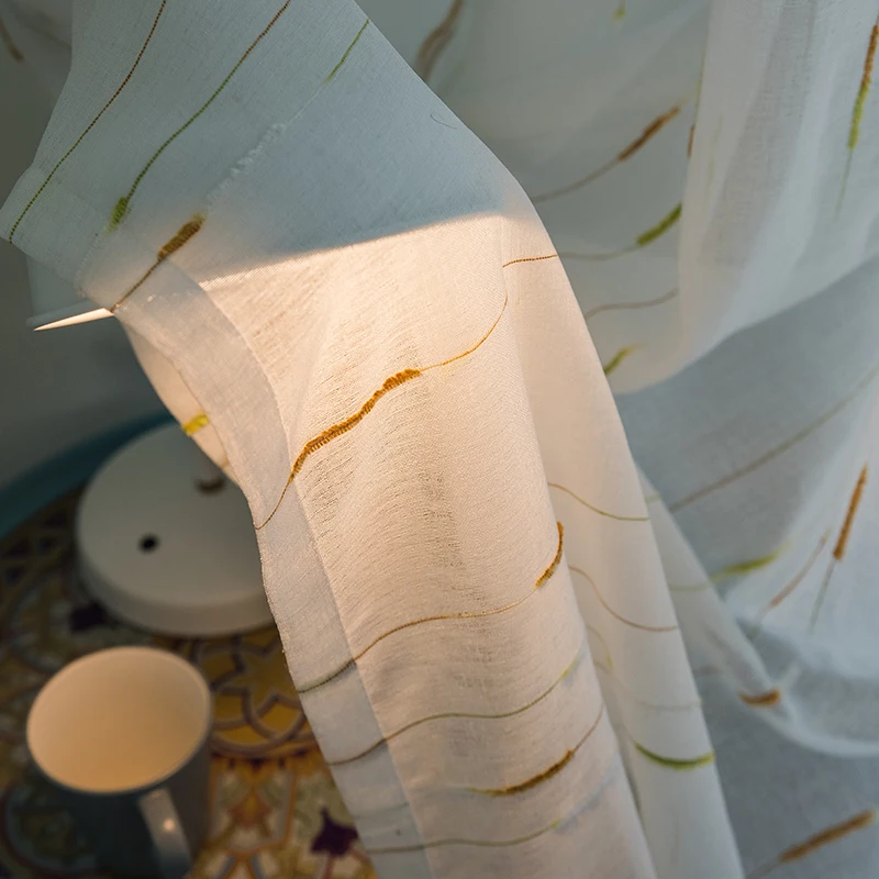 Белая полосатая вуаль, занавески на окна для гостиной, кухни, прозрачная экранная ткань, современный тюль для спальни, домашний текстиль