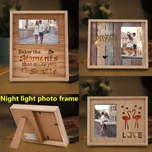 Горячая Фламинго деревянная рамка украшение ночной Светильник положить свежую картинную рамку фоторамка светильник s кабинет спальня прикроватный подарок