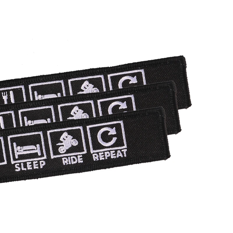 Remove Before Flight Novelty Embroidery Key Chain Bijoux Keychain for Motorcycles n Cars Eat Sleep Rid Repeat Porte Clef Key Tag (4)