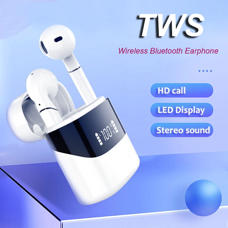 

New TWS Bluetooth Earphone Wireless headphones Mini Pods Stereo Sports Sound Earbuds LED Display With Microphone For Smart Phone