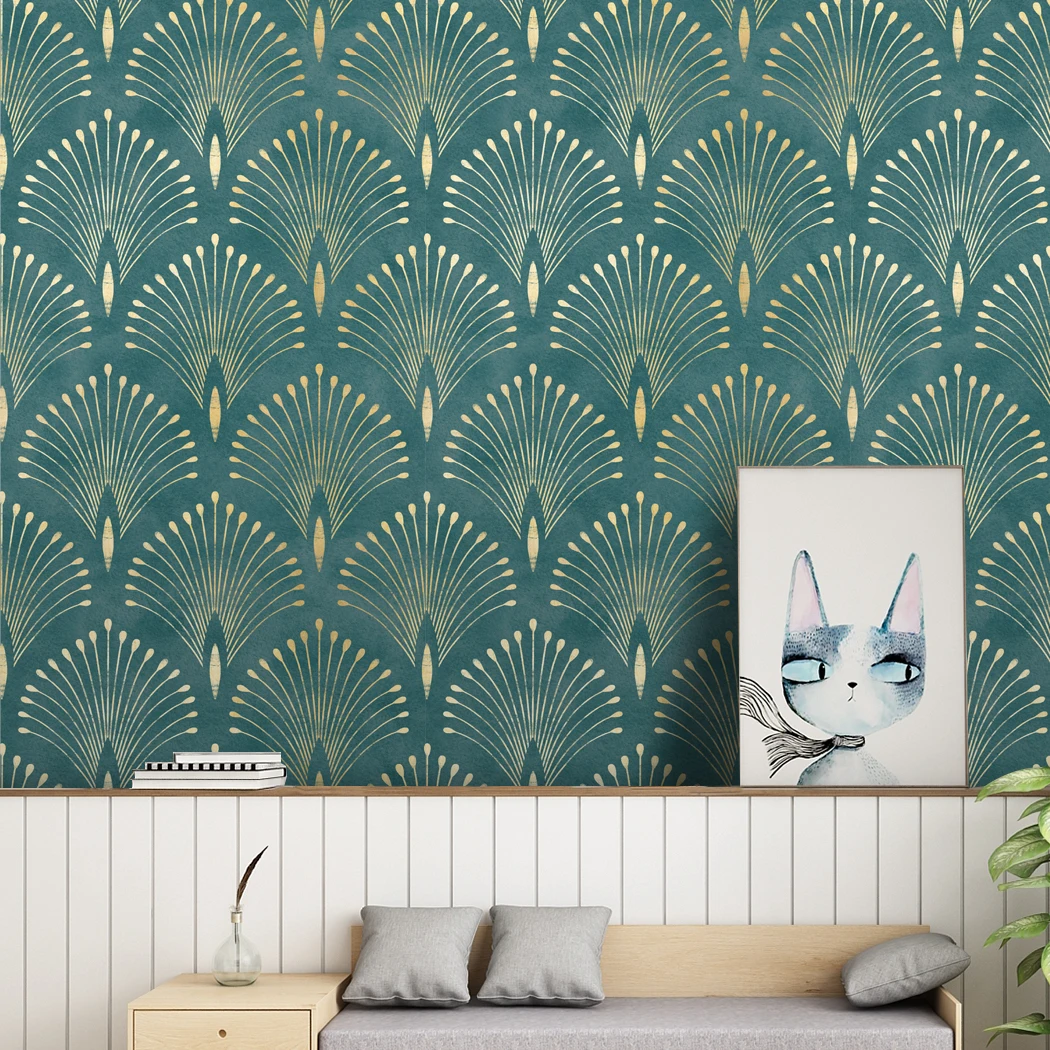 Dark Green Geometric Self Adhesive Wallpaper Modern Nordic Style Peel and Stick Wallpaper Removable Contact Paper Mural Decor