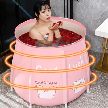 

Hot Tub SPA Portable Bathtub with Lid Adult Foldable Bath Barrel Artifact Home Bathtub Full Body Children Thickening Bath Tub