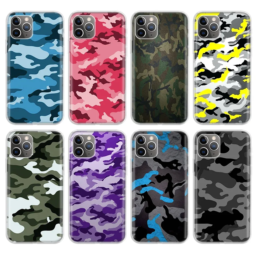 Army Camouflage Phone case For iphone 5 5S 6 plus 7 8 8plus 11 Pro X XS XR MAX SE 2020 soft Shell silicon coque TPU back Cover | Мобильные