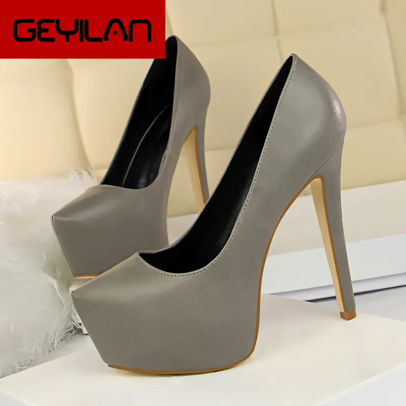 

Fashion Women Platform Shoes 2018 New Spring Autumn Women Pumps 13.5CM Thin Heels Sexy Slim Party High Heels Shoes DS-A0176