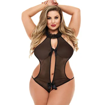 

Plus 3XXL Onesies Women Sleepwear Bodysuits See Though Bow Backless Lingerie Porno Womens Clothing Ropa Sexy Para El Sexo