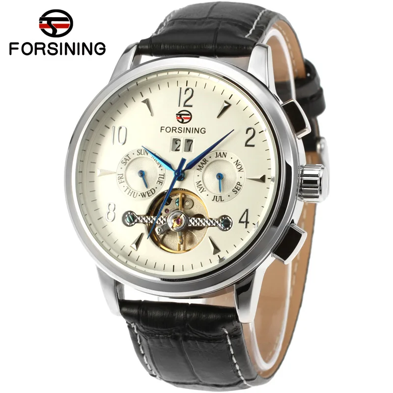

Hot Selling forsining Men Fashion Casual Tourbillon Moon And Stars Fully Automatic Mechanical Wrist Watch