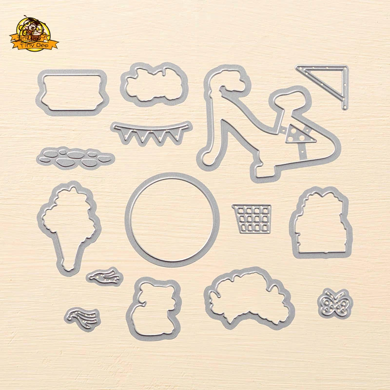 Bike Ride Dies Cut Metal Cutting Dies and Clear Stamps for Scrapbooking for DIY Card Making Cutting Crafts Stencil Dies