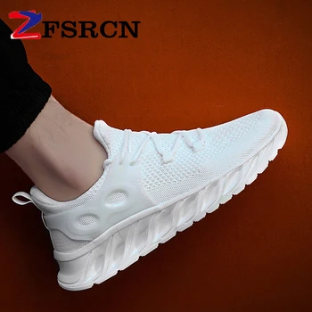 

New men's white casual shoes outdoor sports shoes running shoes black breathable flying woven mesh running shoes