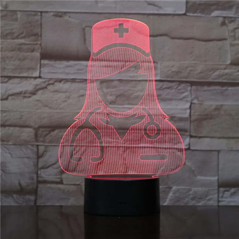 3D Lamp The Doctor and Nurse Pretty Present for Children Atmosphere Touch Sensor Led Night Light Visual Effect | Лампы и освещение