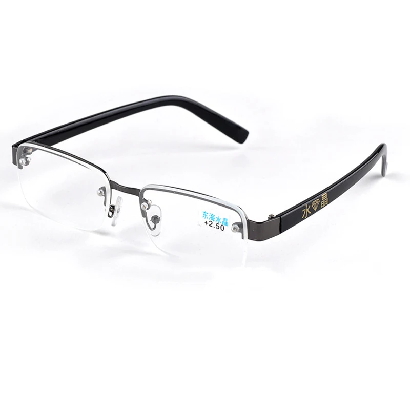 Seemfly Металлические ретро очки с прозрачным видением Лупа полуоправы очки Портативные очки для чтения подарок для родителей дальнозоркость - Цвет оправы: White