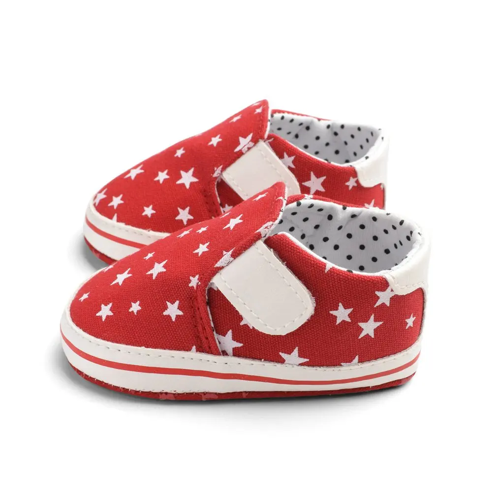 OUTAD New Fashion Newborn Baby Shoes Infants Girls Boys Star Print Soft Sole Anti-slip Hook&Loop Shoes Baby Girls First Walkers