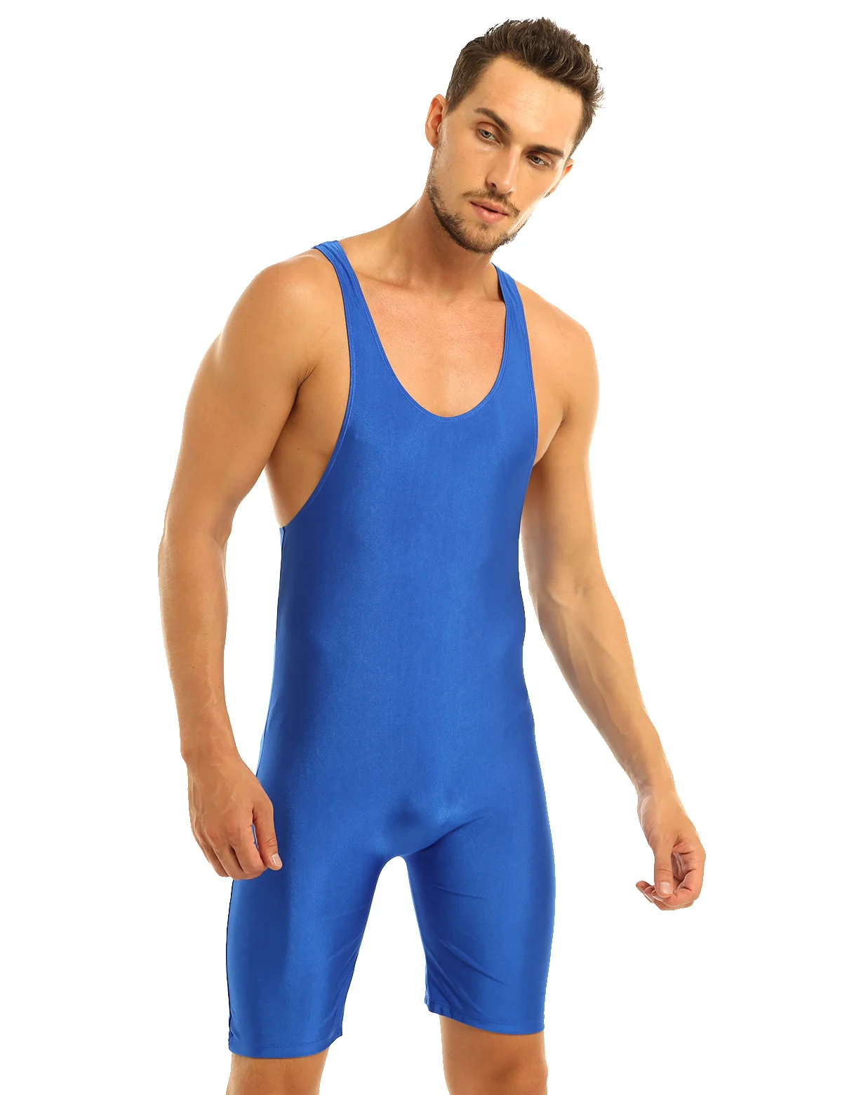 iEFiEL Mens Lingerie One-piece Sleeveless Solid Modified Wrestling Singlet Boxer Briefs Tight Bodysuit Underwear Underpants